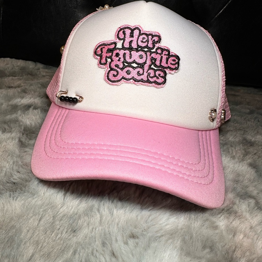 Her Favorite Socks Pink and White Cap
